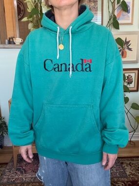 Vintage Teal Embroidered Canada Hoodie made by The Shirt Company